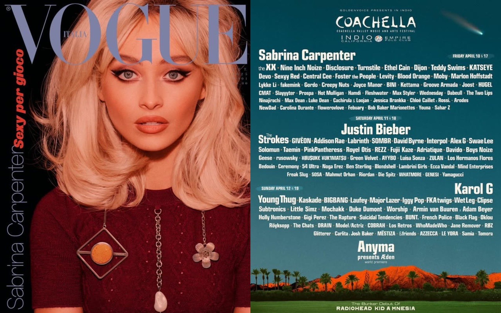 Sabrina Carpenter ฮอตไม่หยุด ขึ้นปก Vogue Italia, คัมแบ็ก SNL, เฮดไลน์ Coachella 2026